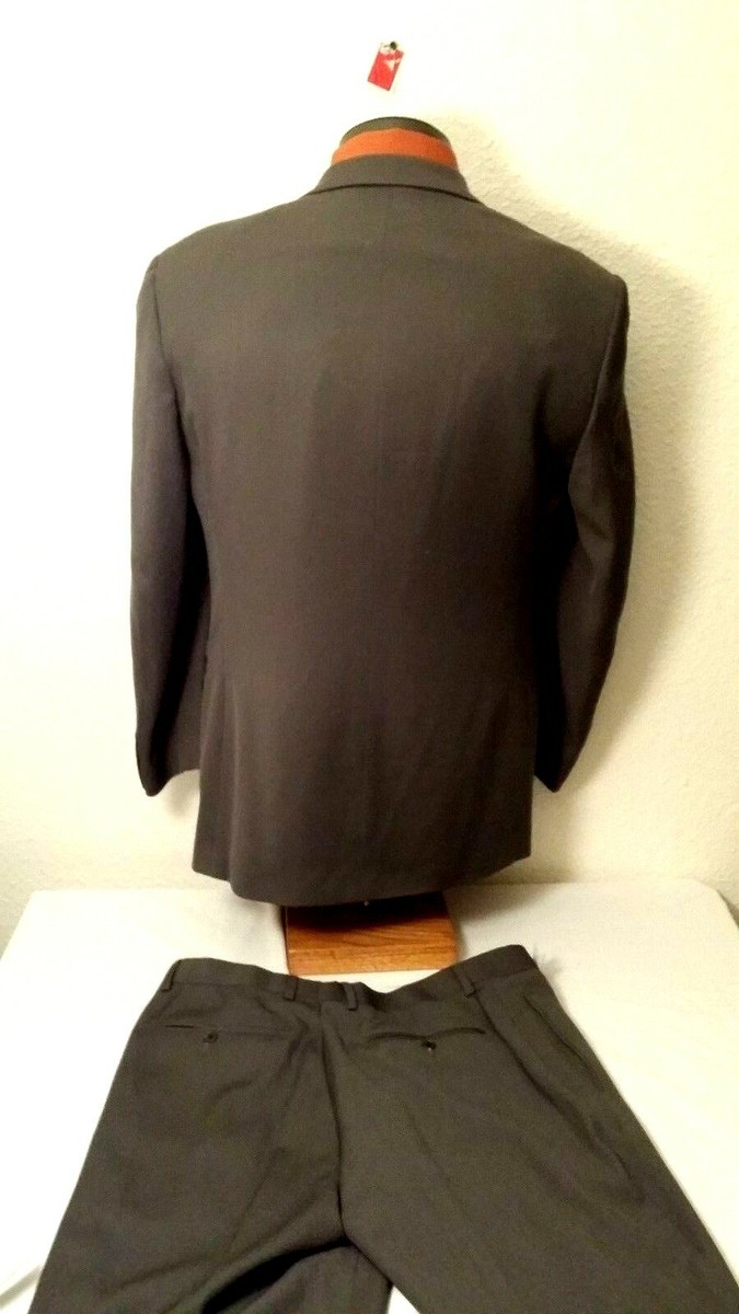 Men Bernini Gray Brown 100% Wool 4 Button Suit Jacket 40R