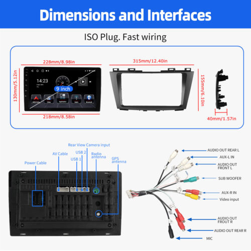 9" Android 14 Car Stereo For Mazda 5 2010-15 Apple CarPlay WIFI GPS Navi BT+AHD - Picture 11 of 12