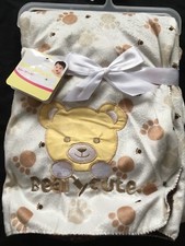 Baby Blanket Bears beary cute brown 30x40 new