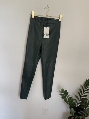 ZARA High Waist Faux Leather Pants Size XS NWT