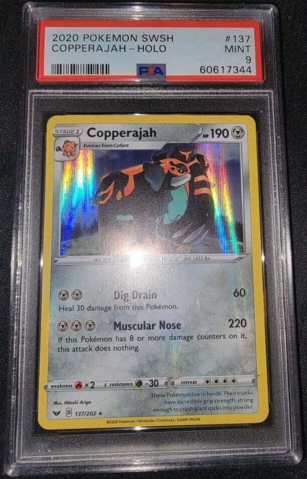 Holo Foil Copperajah # 137/202 Sword & Shield Base Set Pokemon Cards PSA 9 MINT