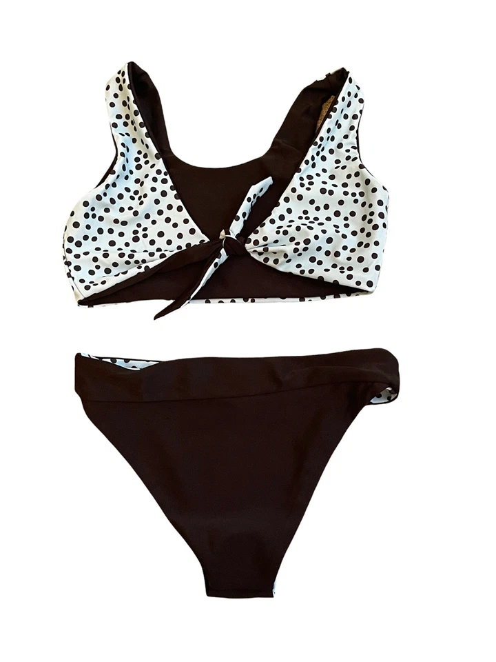 Bikini Feather 4 Arrow Island Hopper Niñas 12 Nuevo Reversible Negro Azul Polka  Foto 2 de 4