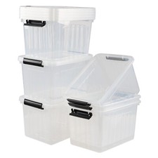 Set of 6 Plastic Storage Box, Transparent Storage Boxes with Lid, 12 Litre