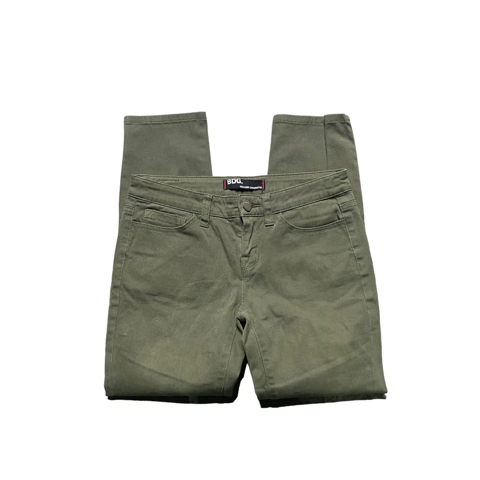 Pantalones chinos BDG Grazer Cigarette para mujer talla 27 verde tiro bajo sarga Foto 4 de 4