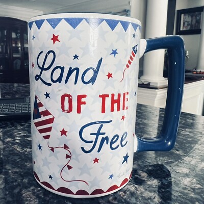 America the Beautiful Land of The Free Farida Zaman Art Coffee Mug Patriotic USA