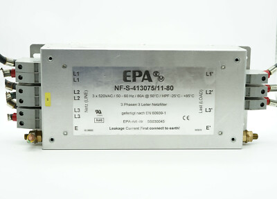 EPA NF-S-413075/11-80 3 Phasen 3 Leiter Netzfilter 3x520VAC/50-60 HZ / 80 A