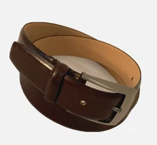 Access Denied Mens Dress Belt Leather Silver Buckle Brown size 32