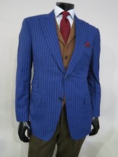 Recent Paul Stuart Royal blue sky blue pin stripe peak sport coat 38 R
