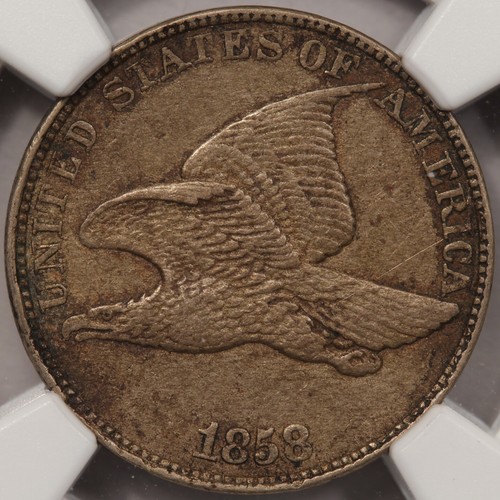 1858 Flying Eagle Cent (Large Letters) NGC AU-55