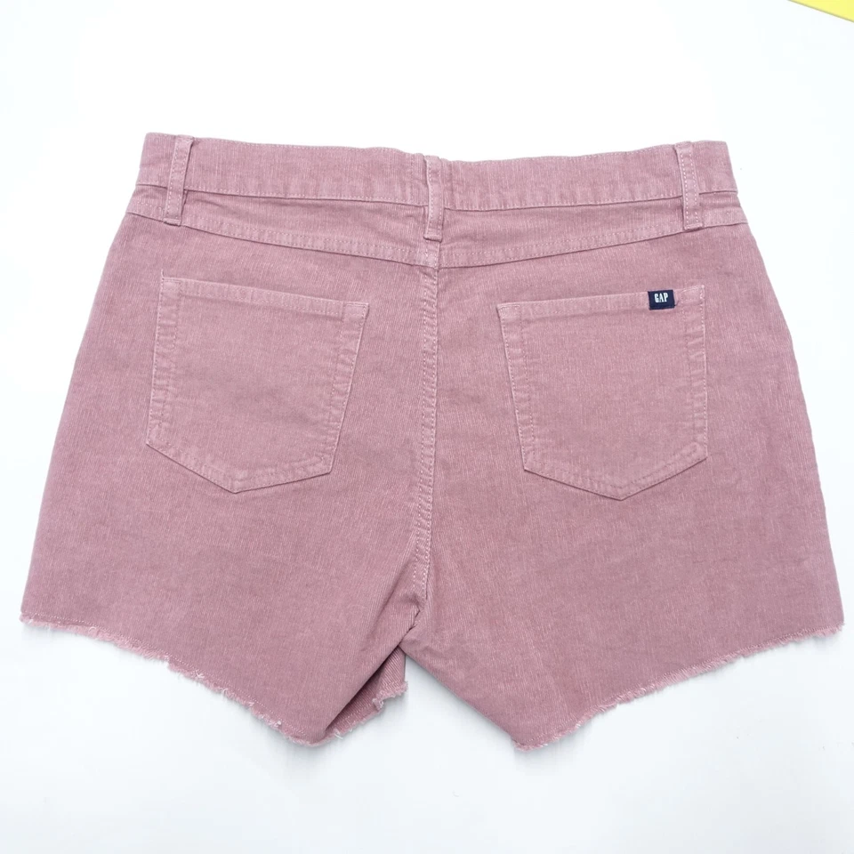 GAP Cut-Off Shorts Women's W33 Rose Pink Corduroy Frayed Hem Zip Fly Low-Rise - Image 2 of 4