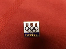 BROTHER INTERNATIONAL SPONSOR U.S.A. OLYMPIC GOLD TONE METAL LAPEL HAT PIN