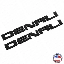 2x Denali Door Tailgate Letter Nameplate Emblem HD Badge GMC 3D HD - Matte Black