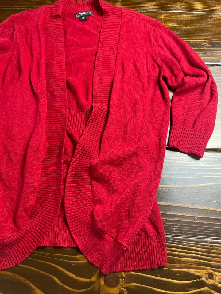 Suéter Covington, Para Mujer Talla Mediana Pequeña, Rojo, Cárdigan, Manga 3/4 Foto 3 de 4