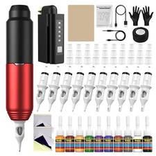 Maquina De Tatuaje Kit Para Tatuar Tattoo Rotativa Pluma Inalambrico Profesional