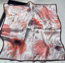 100 Silk Mulberry Wrap Shawl Square red flower Print Bandanna Scarf 53X53cm new