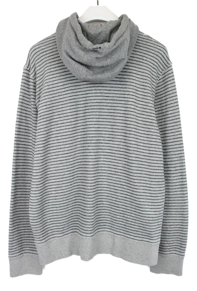 Sudadera con Capucha HUGO BOSS Vesper 3 Para Hombre 2XL Cremallera Completa Bolsillo Rayas Gris Capucha Extraíble Foto 2 de 4