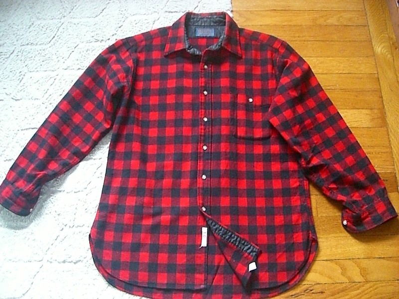 Pendleton Vintage Virgin Wool Authentic Rob Roy Hickory Plaid Button Up Size L