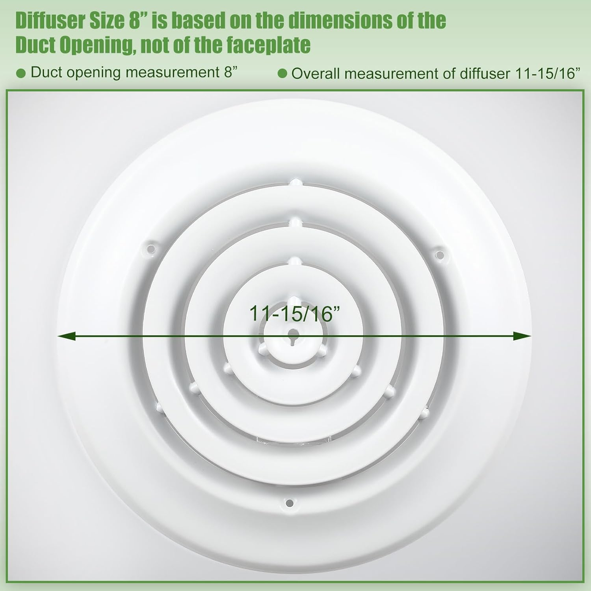 Diffuser Damper Fits Inch Neck Air Duct Steel Round Air Supply