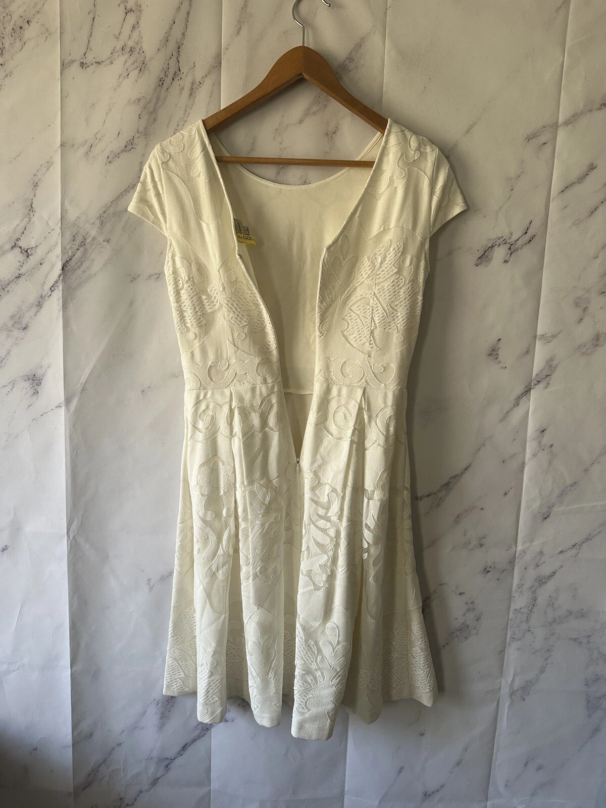 OFF WHITE CREMIEUX ABITO DONNA BIANCO PANNA CON DETTAGLI IN PIZZO FLOREALE TAGLIA 4