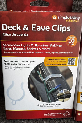 New Box of 10 Deck & Eave Clips Secure Lights Banisters Railings Mantels Shelves
