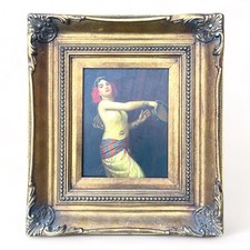 Ölbild Gemälde auf Holz  Porträt Zigeunerin Tänzerin Frau Balett signiert Top
