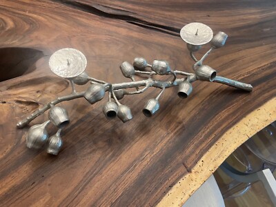 Michael Aram vintage eucalyptus candle stand, nickel, handcrafted