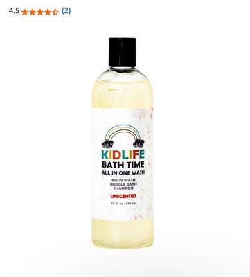 KIDLIFE NATURAL BATH TIME 3 IN 1 SHEA & BODY WASH- Unscented 15.Oz