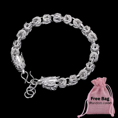925 Sterling Silber Drachenkopf Gravur Gliederkette Armband Damen Herren Schmuck