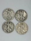 SILVER WALKING LIBERTY HALF$ LOT OF 4 $2 FACE 90% BULLION All 1929 D, S MINTS