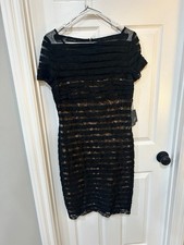 Adrianna Papell Black Lace Sheath Dress Size 10