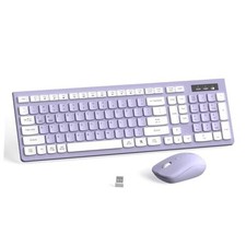 Wireless Keyboard and Mouse Combo, Full-Sized Wireless Keyboard and Purple