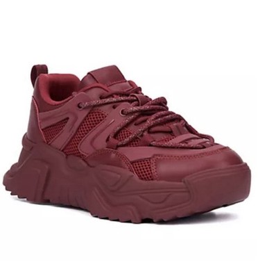 Sz 10 Burgundy Olivia Miller Women's Zenith Low Top Fashion Sneakers