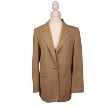 VTG Sag Harbor Women's Woolmark Blend Camel Blazer sz 10 FREE SHIPPING