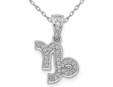 1/10 Carat ctw Diamond CAPRICORN Zodiac Necklace 14K White Gold