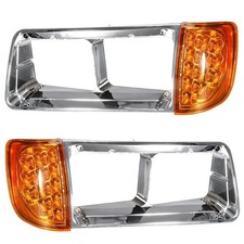 Partsam Pair Headlight Bezel Amber Led Turn Signal Light 3 Wire Compatible