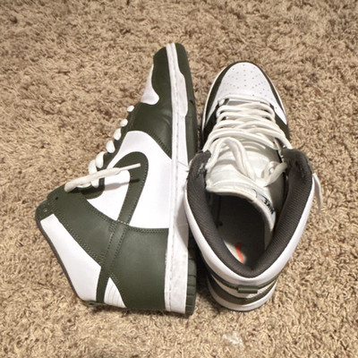 Nike Dunk High Men's Green/White Leather High Top Lace-Up Sneakers Pre-Owned