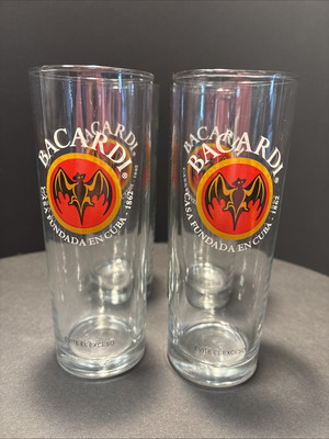 Set Of 4 Bacardi Rum Zombie Cocktail Drinking Glasses  Casa Fundada En Cuba 