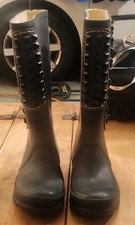 BCBG Max Azria Black Studded Rubber Rain Boots Wellies Women's Size 6