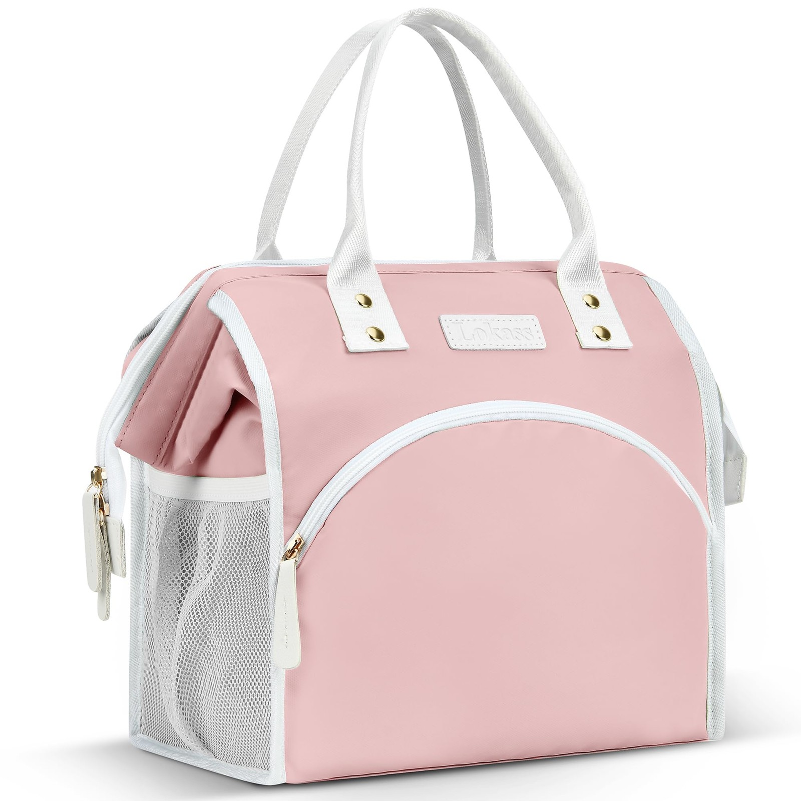 Pink Insulated Waterproof Lunch Tote Bag for Women Large Wide Open Cooler