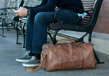 Leather Bag Vintage Travel Gym Genuine Duffel Weekend Overnight Duffle Luggage