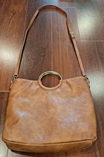 EUC Brown Faux Leather Crossbody  Bag Adjustable/Detachable Strap Medium Size