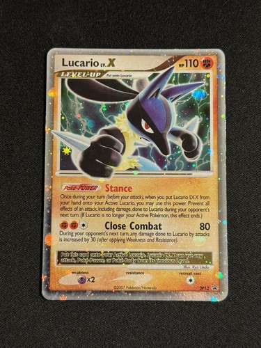 Pokémon TCG Lucario LV.X DP12 Black Star Promo LP+ *HOLO BLEED SWIRL*