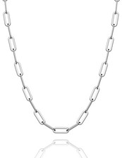 925 Sterling Silver Paperclip Lobster Clasp Chain 3mm 4mm 5mm 6mm 7mm Necklac...