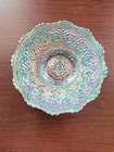 Super Blue Fenton Carnival Glass Small Persian Medallion Plate Plain Exterior