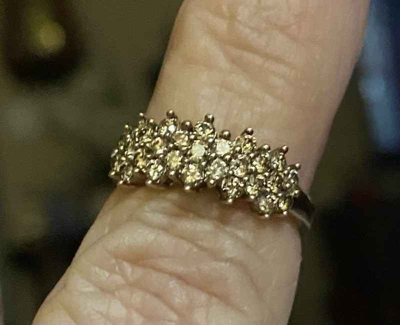Simulated Diamond Cluster Engagement Ring in Yellow Gold Plated Silver 925