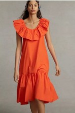 Anthropologie WHIT TWO cotton Flouncy Ruffled Maxi Dress, Size Small