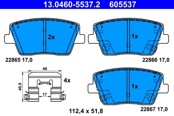 Bremsbelagsatz Scheibenbremse ATE 13.0460-5537.2 FüR Hyundai I30 PDE PD Pden-image