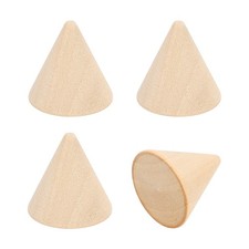 Wood Cone Ring Holder, 4 Pcs Finger Jewelry Display Stand, Wood Color 25x25mm 