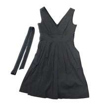 Corey P. Black Polka Dot Sleeveless V Neck Fit & Flare Dress