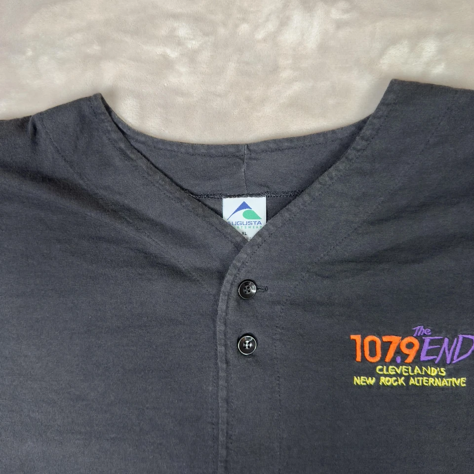 Vintage 107.9 The End Cleveland Alt Rock Baseball Jersey XL Black Augusta USA - Image 4 of 4